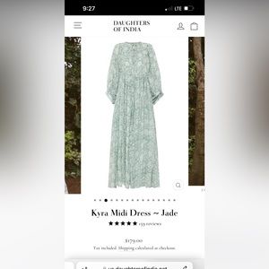 RARE FIND! Daughters of India Kyra Midi dress in JADE!